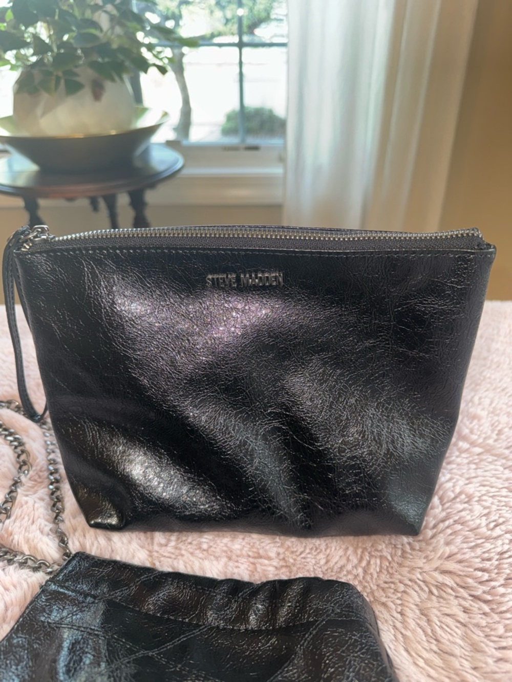 Steve Madden Crushed Leather-like Shoulder Tote with Removable Pouch - Picture 7 of 9